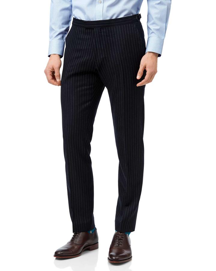  Navy Stripe Slim Fit British Luxury Suit Trousers Size W32 L32 By Charles Tyrwhitt