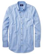 Charles Tyrwhitt Charles Tyrwhitt Slim Fit Non-iron Windowpane Check Sky Blue Cotton Dress Shirt Size Large