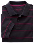 Charles Tyrwhitt Navy And Berry Stripe Pique Cotton Polo Size Large By Charles Tyrwhitt