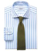  Classic Fit Semi-spread Collar Egyptian Cotton Stripe Sky Blue Dress Shirt Single Cuff Size 18/35 By Charles Tyrwhitt