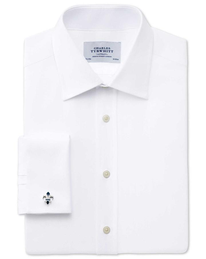 Charles Tyrwhitt Charles Tyrwhitt Slim Fit Egyptian Cotton Herringbone White Shirt