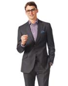  Grey Slim Fit Italian Stripe Suit Wool Jacket Size 38 By Charles Tyrwhitt