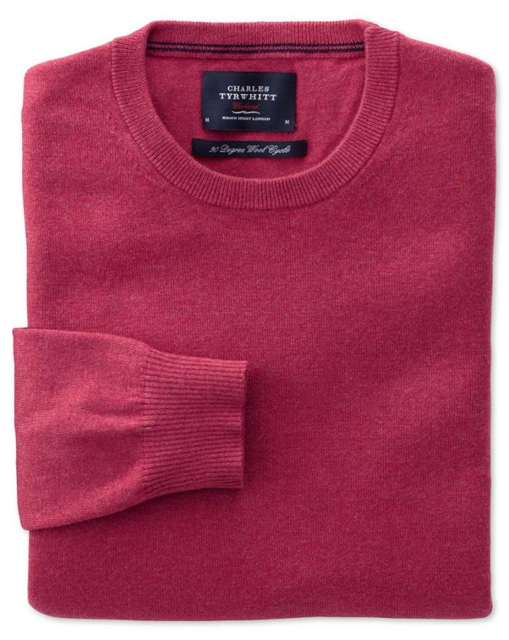 Charles Tyrwhitt Charles Tyrwhitt Coral Cotton Cashmere Crew Neck Cotton/cashmere Sweater Size Xxxl