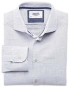 Charles Tyrwhitt Classic Fit Semi-spread Collar Business Casual Square Dobby White & Navy Blue Egyptian Cotton Dress Shirt Single Cuff Size 15.5/34 By Charles Tyrwhitt