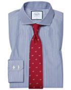  Extra Slim Fit Non-iron Cutaway Navy Bengal Stripe Cotton Dress Shirt Single Cuff Size 14.5/32 By Charles Tyrwhitt