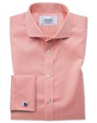 Charles Tyrwhitt Slim Fit Spread Collar Non-iron Puppytooth Coral Cotton Dress Shirt Single Cuff Size 15/33 By Charles Tyrwhitt