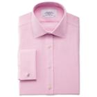 Charles Tyrwhitt Charles Tyrwhitt Slim Fit Non-iron Buckingham Weave Pink Cotton Dress Shirt Size 15.5/37