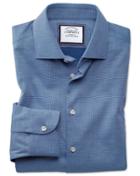 Charles Tyrwhitt Classic Fit Semi-spread Collar Business Casual Non-iron Royal Blue Honeycomb Cotton Dress Shirt Single Cuff Size 15/33 By Charles Tyrwhitt