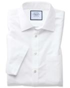 Charles Tyrwhitt Slim Fit Non-iron Poplin Short Sleeve White Cotton Dress Shirt Size 14.5/short By Charles Tyrwhitt