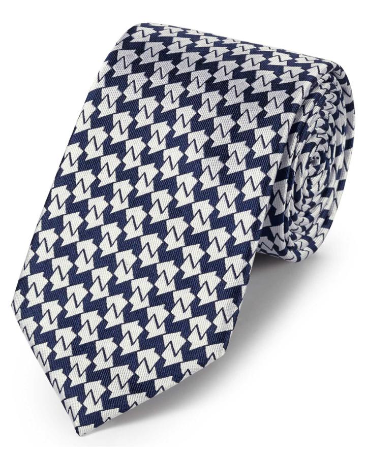 Charles Tyrwhitt Navy Blue Silk Geometric Classic Tie By Charles Tyrwhitt