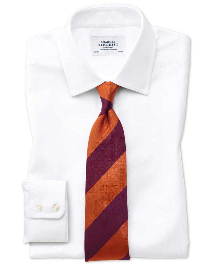 Charles Tyrwhitt Extra Slim Fit Egyptian Cotton Royal Oxford White Dress Casual Shirt French Cuff Size 14.5/32 By Charles Tyrwhitt