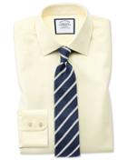  Extra Slim Fit Fine Herringbone Yellow Cotton Dress Shirt French Cuff Size 14.5/33 By Charles Tyrwhitt