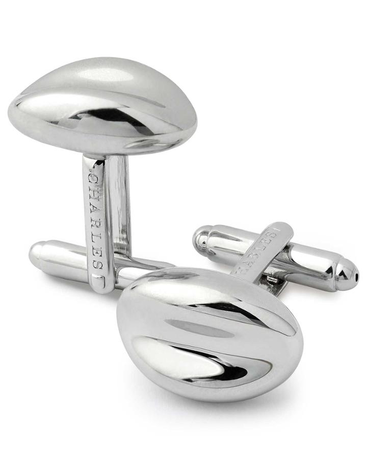  Silver Dipped Oval Metal Cufflinks By Charles Tyrwhitt