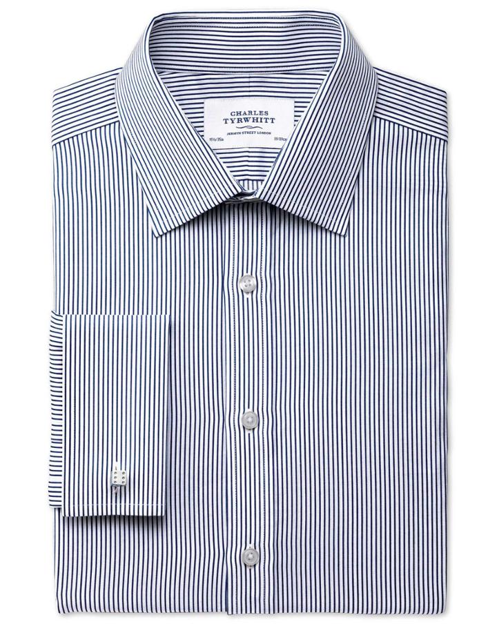 Charles Tyrwhitt Charles Tyrwhitt Slim Fit Raised Stripe Navy Shirt