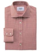  Slim Fit Semi-spread Collar Melange Puppytooth Copper Cotton Dress Shirt Single Cuff Size 16.5/34 By Charles Tyrwhitt