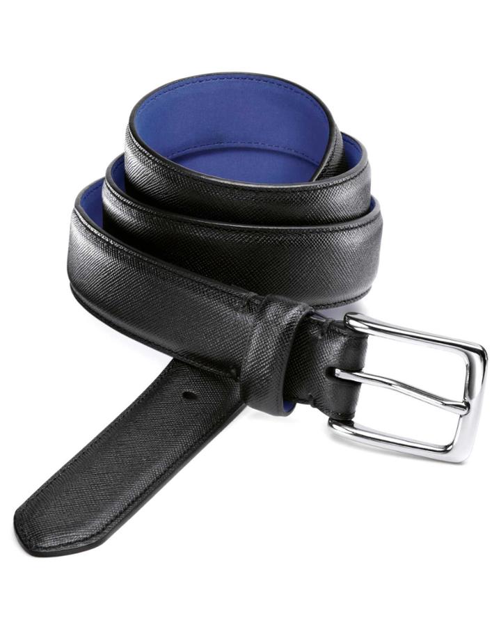 Charles Tyrwhitt Charles Tyrwhitt Black Saffiano Leather Belt Size 30-32