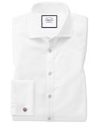Charles Tyrwhitt Super Slim Fit Spread Collar Non-iron Twill White Cotton Dress Shirt French Cuff Size 14.5/33 By Charles Tyrwhitt