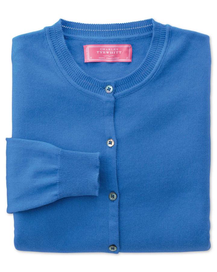 Charles Tyrwhitt Charles Tyrwhitt Women's Blue Cotton Cashmere Cardigan