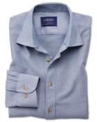 Charles Tyrwhitt Slim Fit Washed Textured Denim Blue Cotton Casual Shirt Single Cuff Size Xs By Charles Tyrwhitt