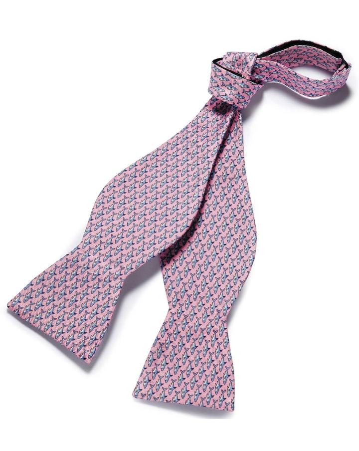  Pink Shark Print Self-tie Silk Bow Tie By Charles Tyrwhitt