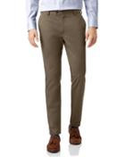  Mocha Non-iron Ultimate Cotton Chino Pants Size W34 L30 By Charles Tyrwhitt