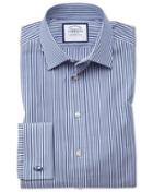 Charles Tyrwhitt Classic Fit Bengal Stripe Navy Blue Cotton Dress Shirt French Cuff Size 15.5/32 By Charles Tyrwhitt
