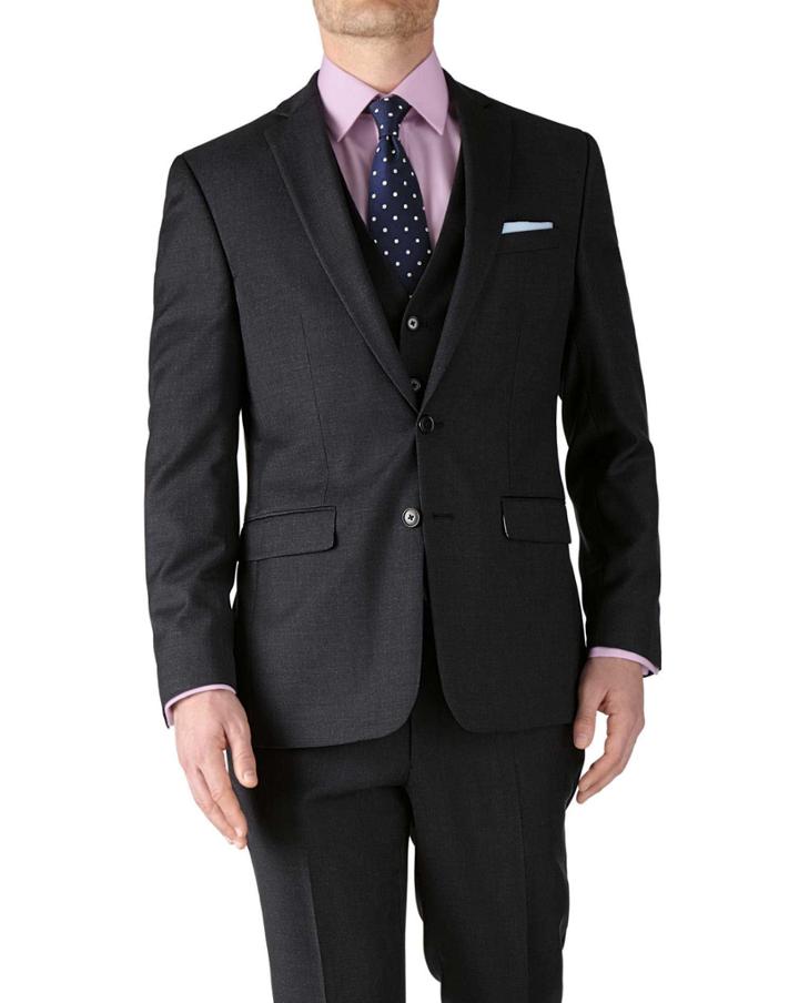 Charles Tyrwhitt Charles Tyrwhitt Charcoal Slim Fit Twill Business Suit Wool Jacket Size 34
