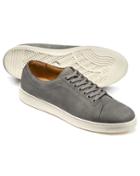  Light Grey Nubuck Leather Toe Cap Sneakers Size 11 By Charles Tyrwhitt