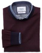 Charles Tyrwhitt Charles Tyrwhitt Red And Navy Stripe Merino Crew Neck Wool Jumper Size Large