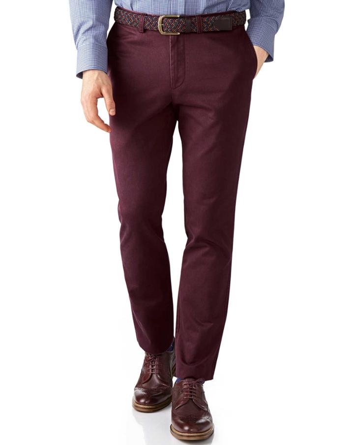 Charles Tyrwhitt Charles Tyrwhitt Wine Extra Slim Fit Flat Front Cotton Chino Pants Size W30 L32