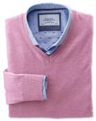 Charles Tyrwhitt Charles Tyrwhitt Light Pink Merino Wool V-neck Jumper