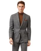  Grey With Tan Prince Of Wales Check Slim Fit Suit Wool Jacket Size 36 By Charles Tyrwhitt