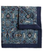 Charles Tyrwhitt Charles Tyrwhitt Blue Wool Floral Italian Luxury Pocket Square