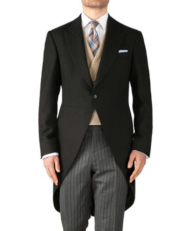 Charles Tyrwhitt Charles Tyrwhitt Black Classic Fit Herringbone Morning Suit Tail Coat Size 36