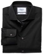 Charles Tyrwhitt Charles Tyrwhitt Classic Fit Semi-cutaway Collar Business Casual Black Shirt