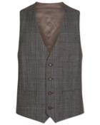  Grey With Tan Prince Of Wales Check Adjustable Fit Wool Vest Size W36 By Charles Tyrwhitt