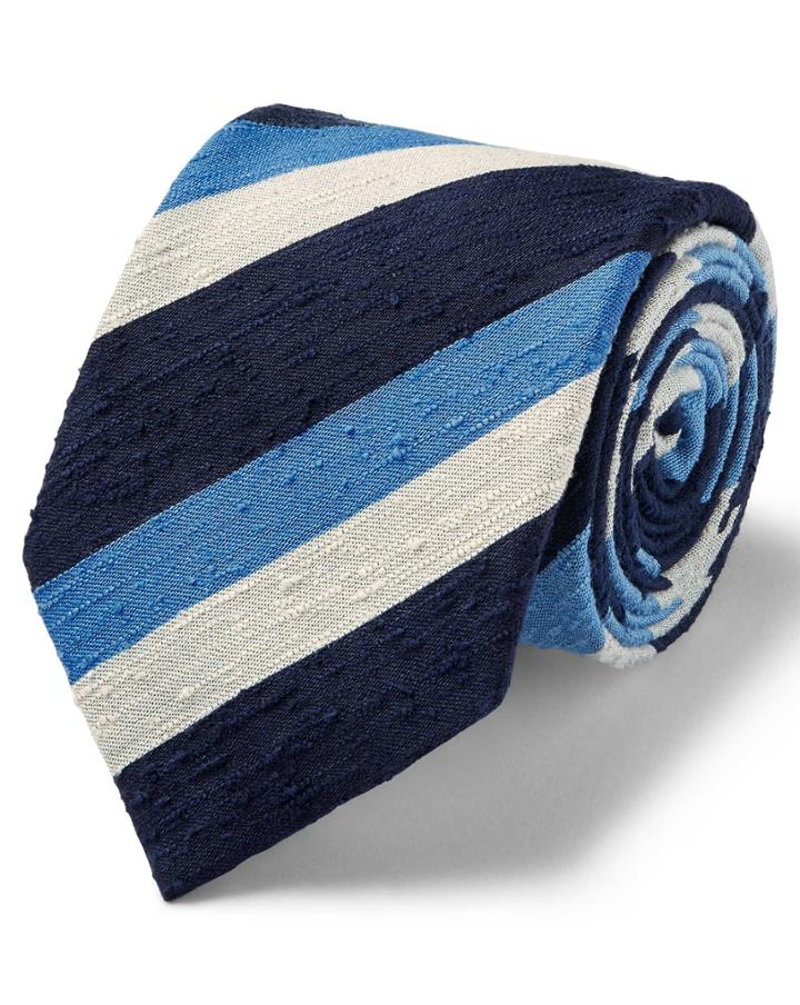  Blue Multi Luxury English Slub Triple Stripe Silk Tie By Charles Tyrwhitt