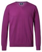  Berry Merino Wool V-neck Sweater Size Large By Charles Tyrwhitt