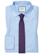  Extra Slim Fit Sky Blue Non-iron Twill Cotton Dress Shirt Single Cuff Size 14.5/32 By Charles Tyrwhitt