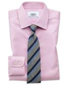  Extra Slim Fit Non-iron Puppytooth Light Pink Cotton Dress Shirt French Cuff Size 15/35 By Charles Tyrwhitt