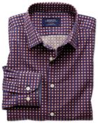 Charles Tyrwhitt Charles Tyrwhitt Slim Fit Blue And Orange Spot Print Cotton Dress Shirt Size Large