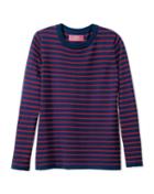Charles Tyrwhitt Charles Tyrwhitt Women's Navy And Red Stripe Merino Wool Crew Neck Sweater