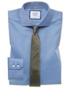  Extra Slim Fit Non-iron Twill Blue Cotton Dress Shirt Single Cuff Size 14.5/32 By Charles Tyrwhitt