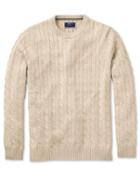  Stone Pima Cotton Cable Crew Neck Sweater Size Medium By Charles Tyrwhitt