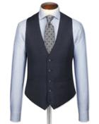 Charles Tyrwhitt Charles Tyrwhitt Blue Sharkskin Travel Suit Wool Waistcoat Size W36