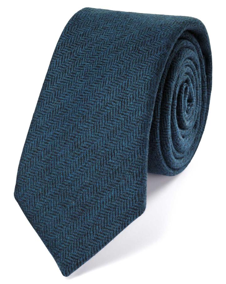 Charles Tyrwhitt Teal Wool Flannel Luxury Tie By Charles Tyrwhitt