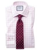Charles Tyrwhitt Slim Fit Windowpane Check Pink Cotton Dress Shirt Single Cuff Size 14.5/33 By Charles Tyrwhitt