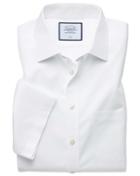  Slim Fit Non-iron White Tyrwhitt Cool Short Sleeve Cotton Dress Shirt Size 15.5/short By Charles Tyrwhitt