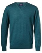 Charles Tyrwhitt Teal Merino Wool V-neck Sweater Size Xs By Charles Tyrwhitt