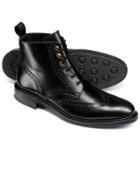  Black Brogue Wing Tip Boots Size 11.5 By Charles Tyrwhitt